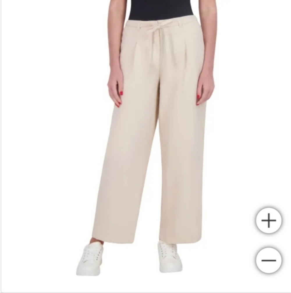 NWT DKNY Women's Drawstring Ankle‎ Pant Tan - Picture 2 of 9